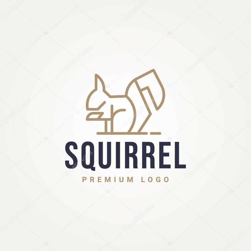 Animal squirrel minimalist simple line art logo icon template vector illustration design