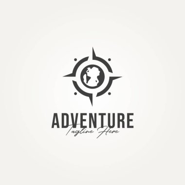 adventure world compass icon logo template vector illustration design. compass with earth, east and south direction logo concept