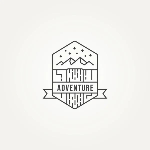 Minimalist Outdoor Adventure Line Art Icon Logo Emblem Template Vector — Archivo Imágenes Vectoriales