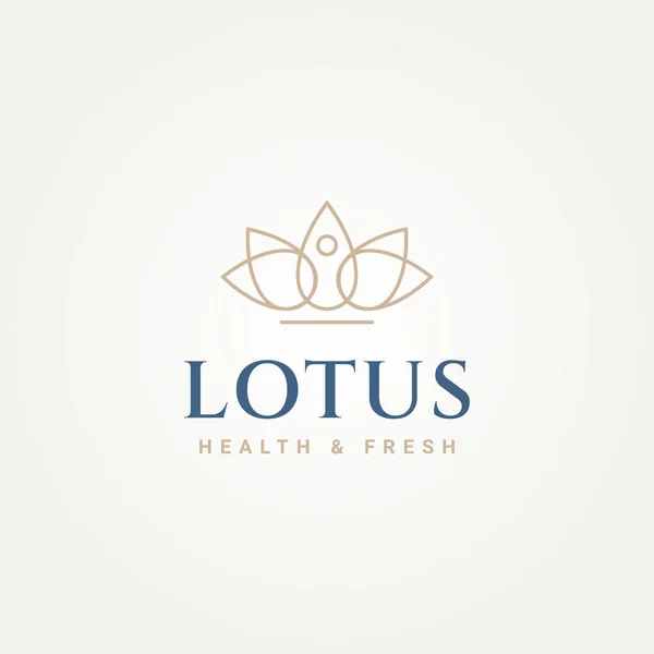 Minimalist Lotus Flower Yoga Line Art Logo Template Vector Illustration — Image vectorielle