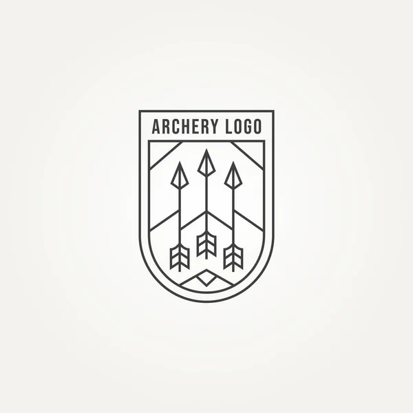 Minimalist Archery Line Art Emblem Logo Template Vector Illustration Design — Archivo Imágenes Vectoriales