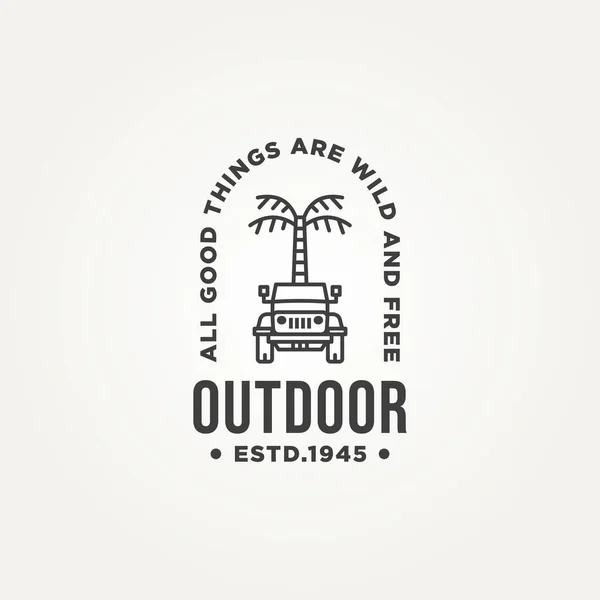 Minimalist Outdoor Adventure Expedition Line Art Badge Logo Template Vector — Archivo Imágenes Vectoriales