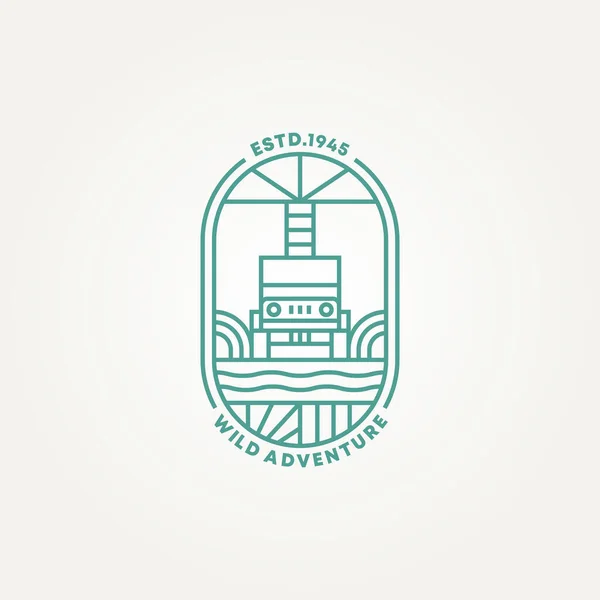 Minimalist Wild Adventure 4X4 Offroad Line Art Badge Logo Template — Archivo Imágenes Vectoriales