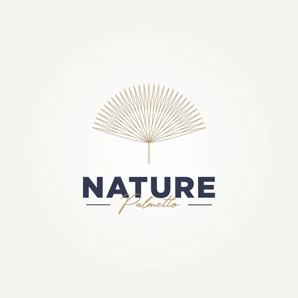 Minimalist Palm Leaves Line Art Logo Template Vector Illustration Design —  Vetores de Stock