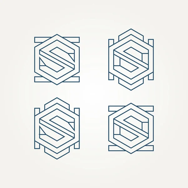 Zestaw Abstrakcyjny Minimalistyczny Geometryczny Początkowa Litera Linia Sztuka Ikona Logo — Wektor stockowy