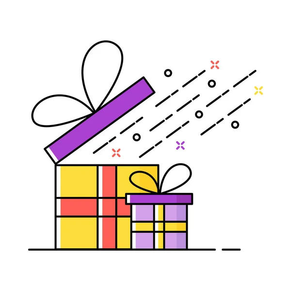 Birthday celebration. Surprise gift boxes icons. Vector illustration. — Stock Vector