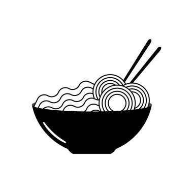 Noodles bowl vector icon. Korean, Japanese, Chinese food. Vector illustration.