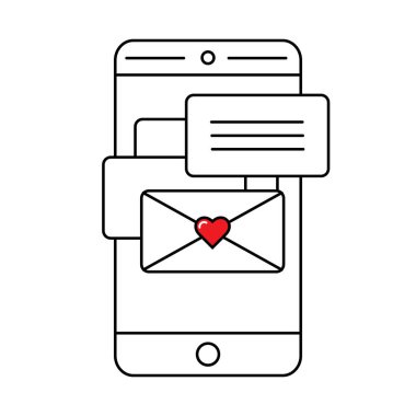 Chat messages notification on smartphone. Line icon for infographic, website or app.