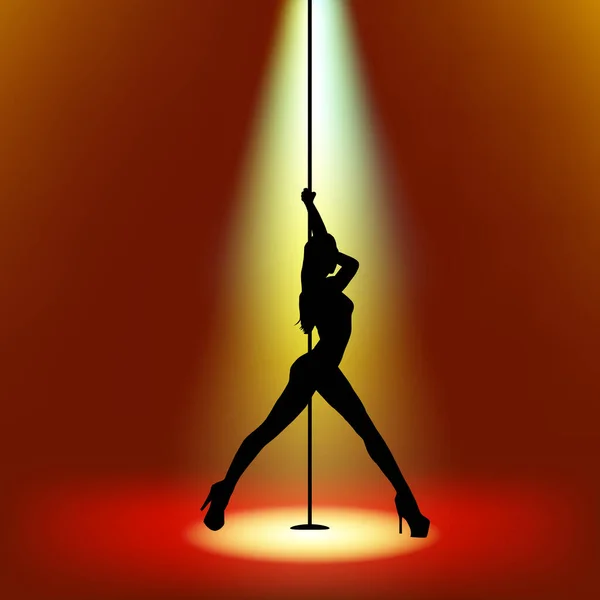 Pole Dancer Pole Dancer Silhouette Stripper Silhouette Striptease Tänzerin — Stockvektor
