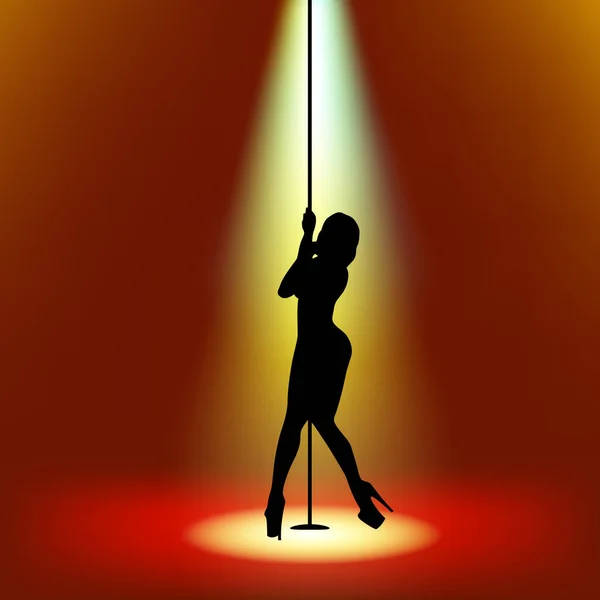 Pole Dancer Pole Danseur Silhouette Stripper Silhouette — Image vectorielle