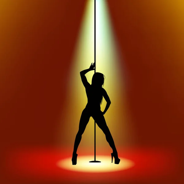 Dancer Pole Dançarino Silhueta Stripper Silhueta Striptease Dançarino — Vetor de Stock