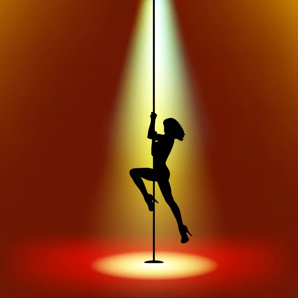 Pole Dancer Pole Dancer Silhouette Stripper Silhouette Striptease Dancer — Stock Vector