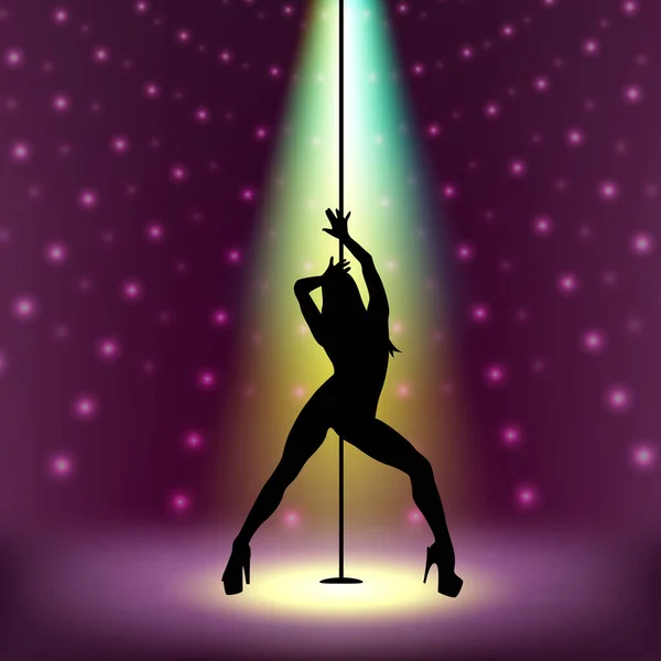 Sexy Pole Dancer Silhouette — Stock Vector