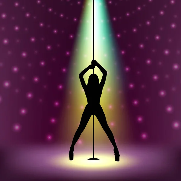 Silhouette Young Stripper Girl — Stock Vector