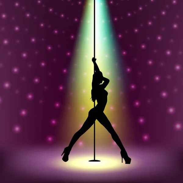 Pole Dancer Silhouette Sexy Stripper Girl Silhouette — Stock Vector