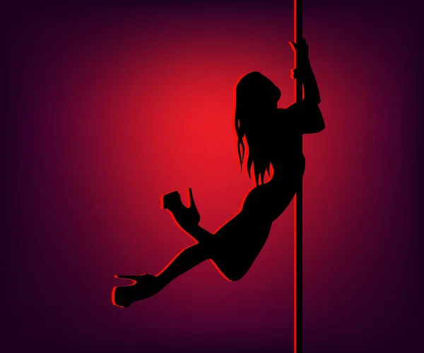 Sexy Pole Dancing Pole Dança Woman Black Silhueta Uma Menina — Vetor de Stock