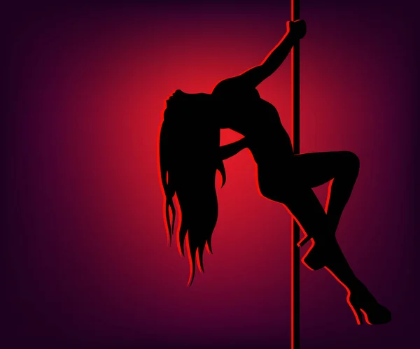 性感的极舞 极舞女 一个性感女孩的黑色轮廓 — 图库矢量图片