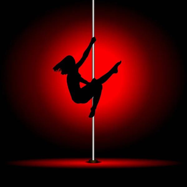 Sexy Pole Dancing Girl Red Light — Stock Vector