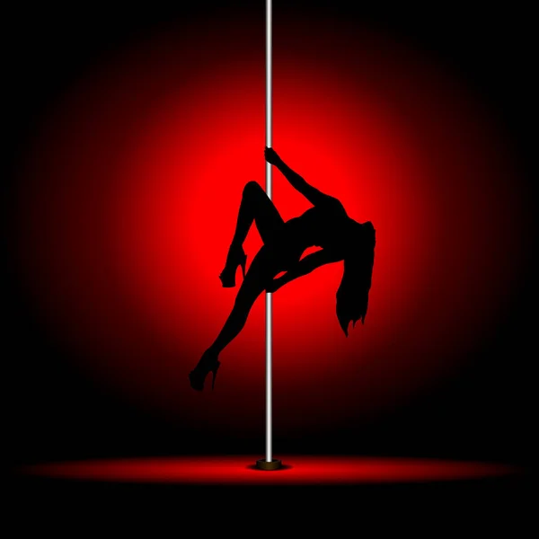 Sexy Pole Dancing Girl Red Light — Stock Vector