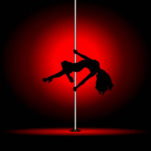 Sexy Pole Dancing Girl Red Light — Stock Vector