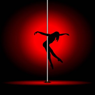 Kırmızı ışıkta dans eden seksi kız.