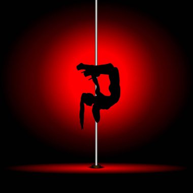 Kırmızı ışıkta dans eden seksi kız.