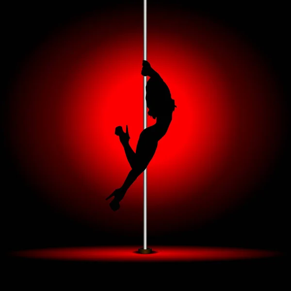 Sexy Pole Dancing Girl Red Light — Stock Vector