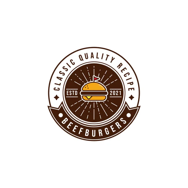 Vintage Burger Restaurace Logo Vektorové Ilustrace Design Klasický Fast Food — Stockový vektor