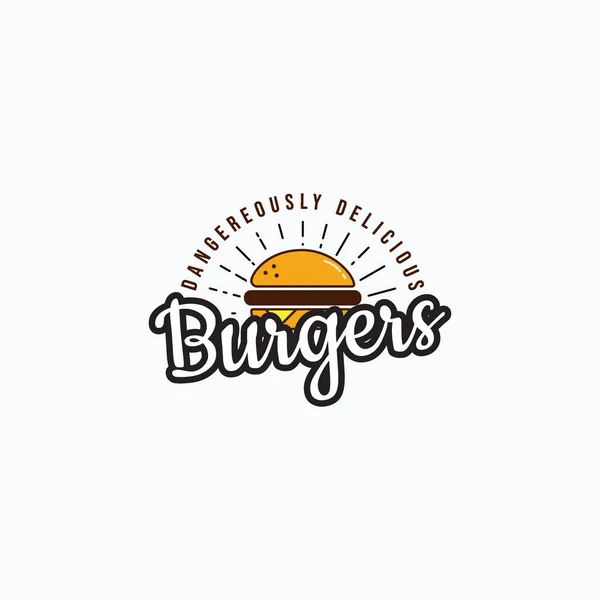 Minimalist Fast Food Restaurant Label Concept Simple Vintage Burger Logo — Stock Vector