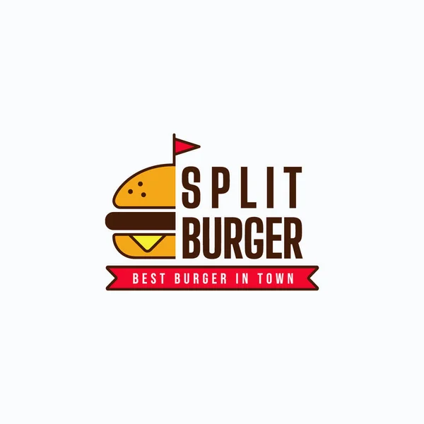 Modern Burger Cafe Logo Concept Simple Fast Food Label Vector — Stock Vector