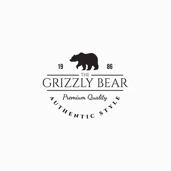 Minimalist Grizzly Bear Logo Vector Illustration Design Simple Vintage Bear — стоковый вектор