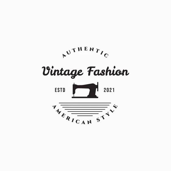 Vintage Sewing Machine Vector Illustration Design Simple Tailor Fashion Label — Vettoriale Stock