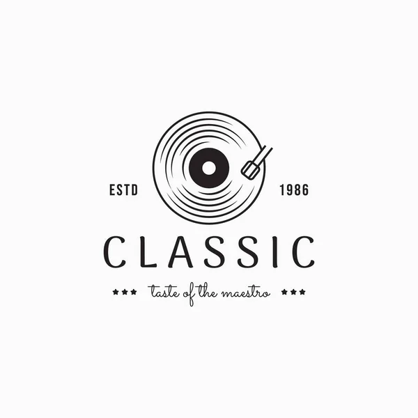 Simple Music Vinyl Record Logo Vector Illustration Design Vintage Music — стоковый вектор