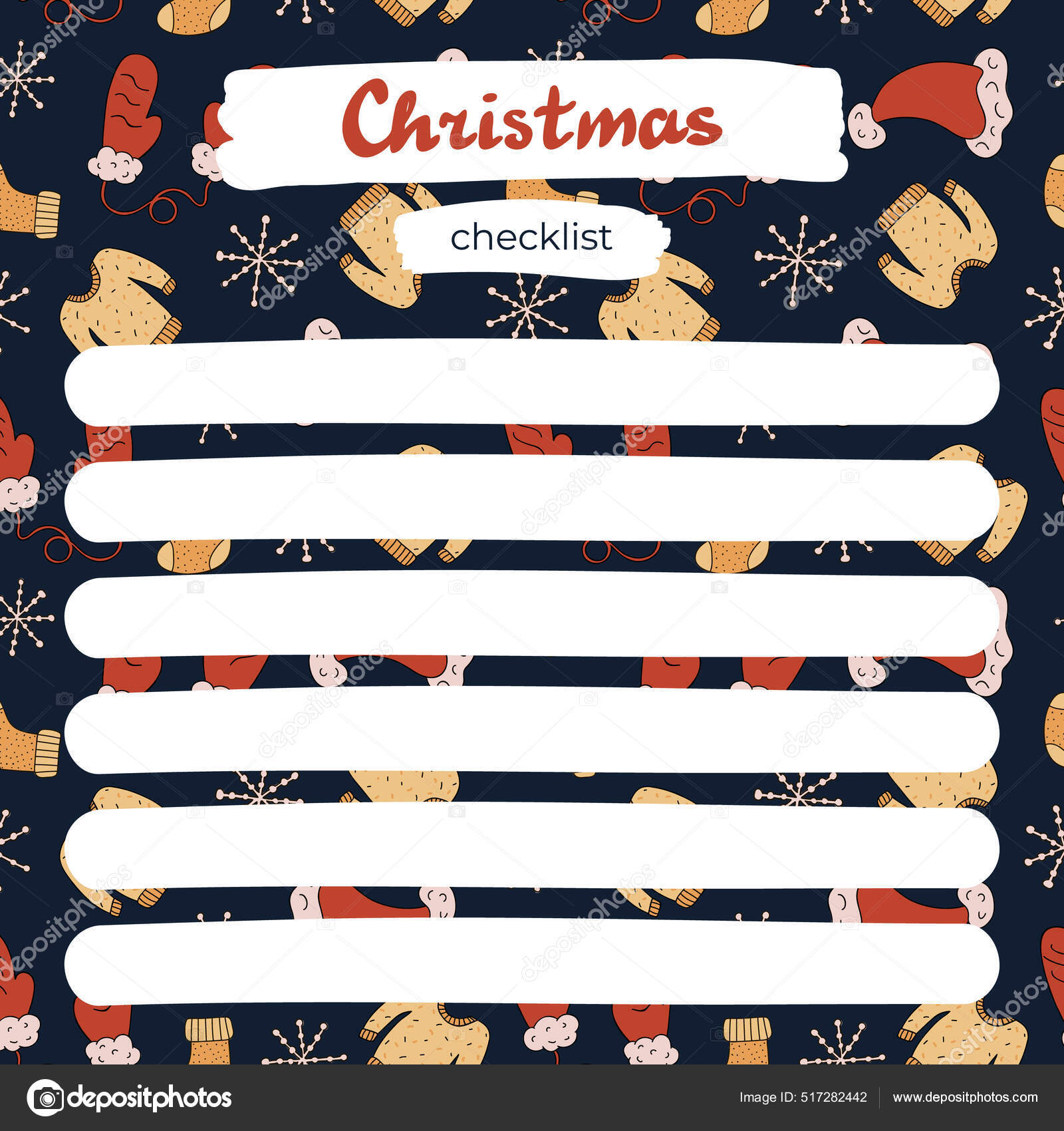 Scrapbook Template Christmas Checklist Planner Blank New Year Hand