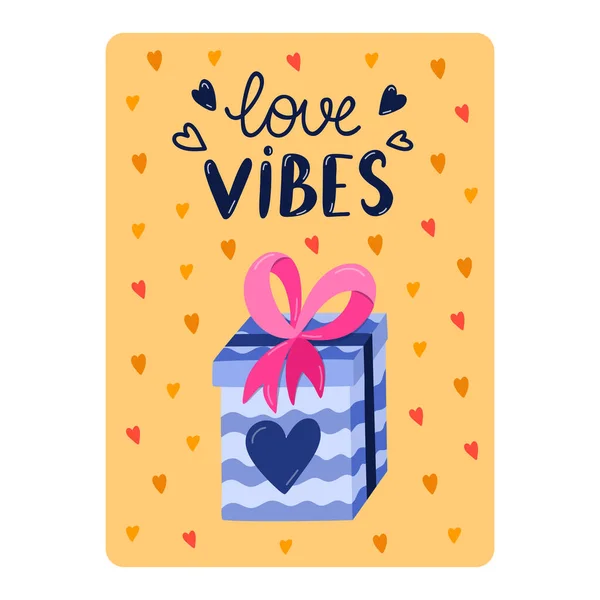 Leuke Ansichtkaart Voor Valentijnsdag Verjaardag Andere Feestdagen Affiche Met Mooie — Stockvector