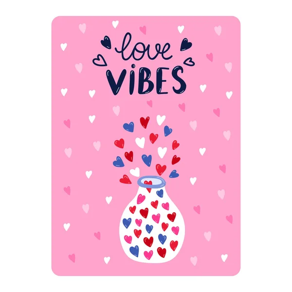 Roztomilá Pohlednice Valentýna Narozeniny Nebo Jiné Svátky Plakát Nápisem Láska — Stockový vektor
