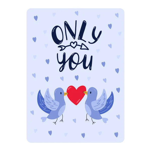 Cute Postcard Valentine Day Birthday Other Holiday Poster Lovely Lettering — Stock Vector