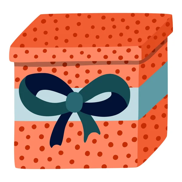 Linda Caja Regalo Envuelta Mano Con Lazo Concepto Compartir Regalar — Vector de stock