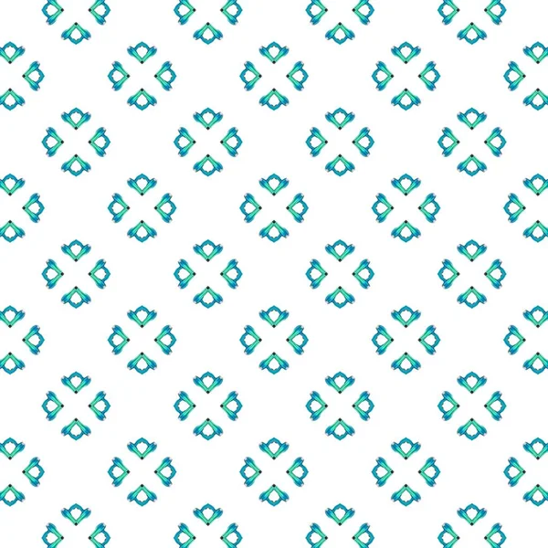 Geometrische Textilmuster Türkisfarbener Farbe Auf Weißem Hintergrund Einfaches Grafisches Design — Stockvektor