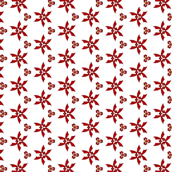 Beyaz arkaplanda kırmızı renkli tekstil geometrik desen, basit grafik tasarımı