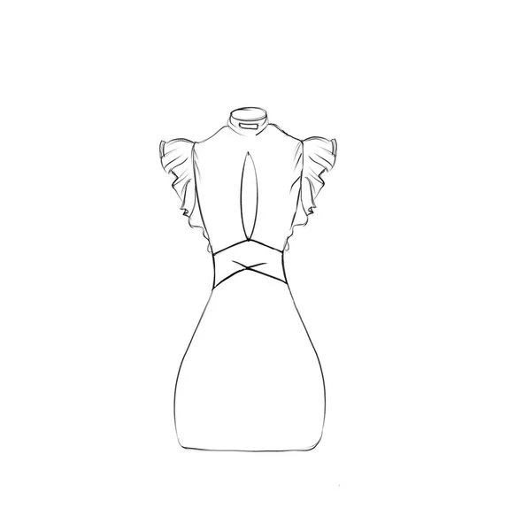 Vektor-Skizze eines Frauenkleides, Mode-Illustration — Stockvektor