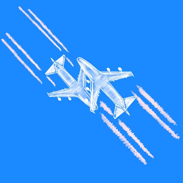 Vektorillustration einer Kollision zweier Flugzeuge am Himmel — Stockvektor