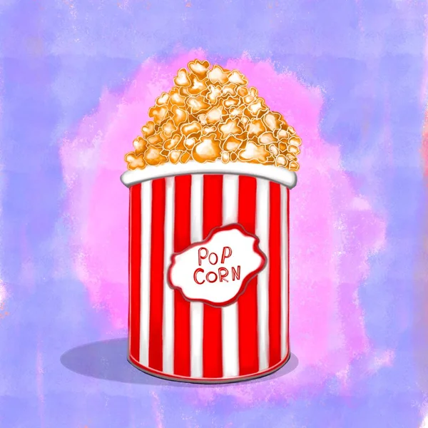 Vektor hand dras popcorn box illustration, färg illustration — Stock vektor