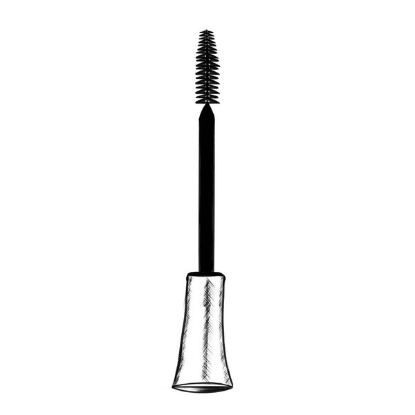 Vector hand drawn sketch of a volumetric eyelash brush, ink lines on white background