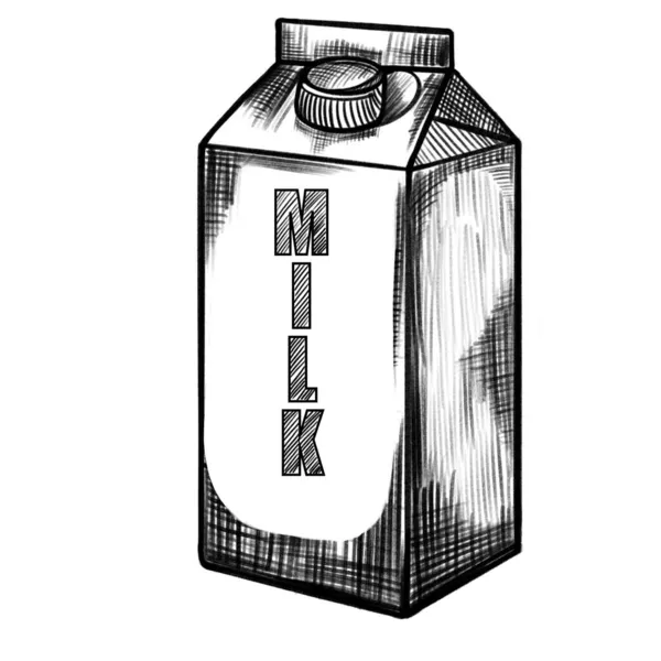 Vector met de hand getekend illustratie van een pakket van melk, doodle stijl — Stockvector