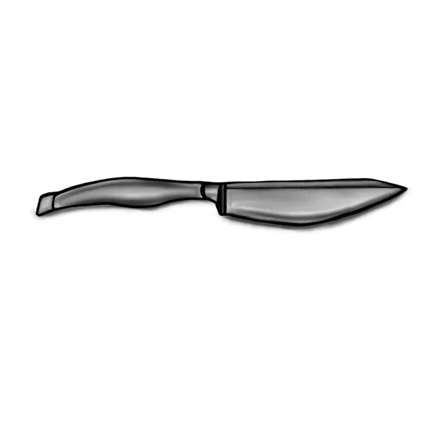 Schizzo disegnato vettoriale di un coltello da cucina, linee nere in stile doodle — Vettoriale Stock