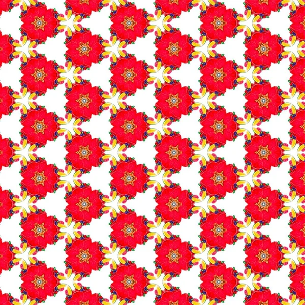 Бесшовный цветочный фон с красными цветами, простой графический дизайн — стоковое фото