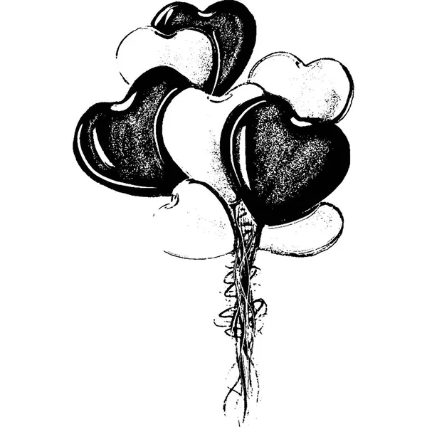 Drawn sketch illustration of balloons, ink doodle style — Stok fotoğraf