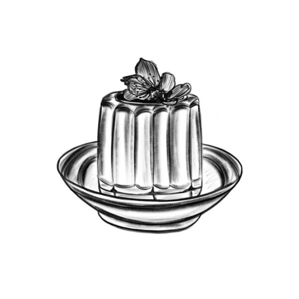 Ręcznie rysowany szkic wektorowy kawałka ciasta, w stylu doodle, czarne linie — Wektor stockowy
