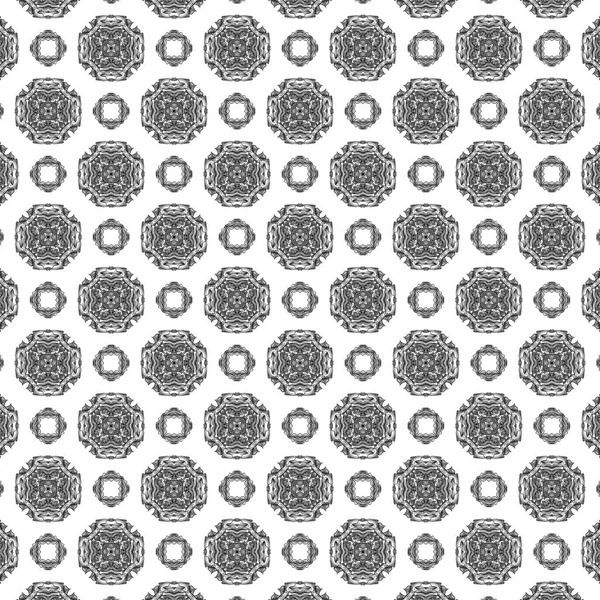 Vetor padrão têxtil preto e branco com elementos de formas geométricas, um design gráfico caleidoscópio simples — Vetor de Stock